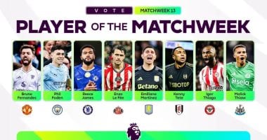 برونو ينافس فودين وريس جيمس على جائزة لاعب الجولة الـ13 فى الدورى الإنجليزى